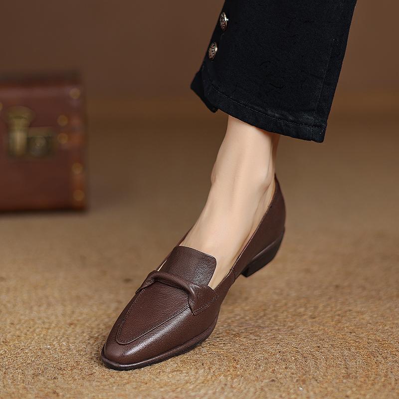 Mode Loafers Damen Pumps 2025 Neu Frühling Spitzschuh Slipper Damenschuhe Echtes Leder Niedrigabsatzschuhe Damen Street Fashion Schuhe