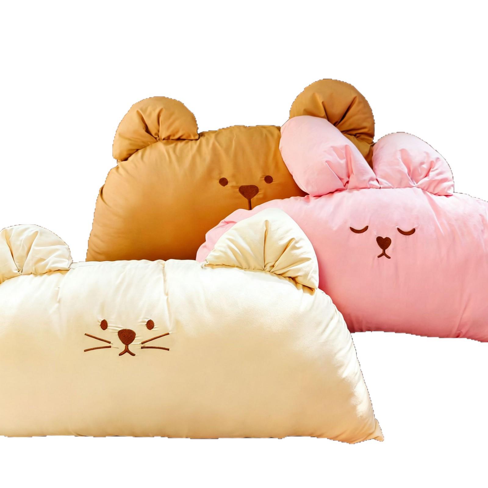 Korean Hot-Selling Ins Style Pure Cotton Sand Washed Embroidered Small Animal Cushion Pillow Pink Rabbit