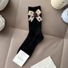 Women's Bow Floral Knit Crew Socks Thick Warm Cashmere-Like Cotton Socks Cute Lace Decor Winter Socks Soft and Breathable