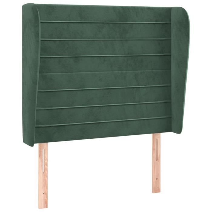3118135 vidaXL Headboard with Ears Dark Green 93x23x118-128 Cm Velvet