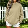 Women's Color Round Neck Loose Fit Long Sleeve Pullover Sweatshirt for Everyday Wear