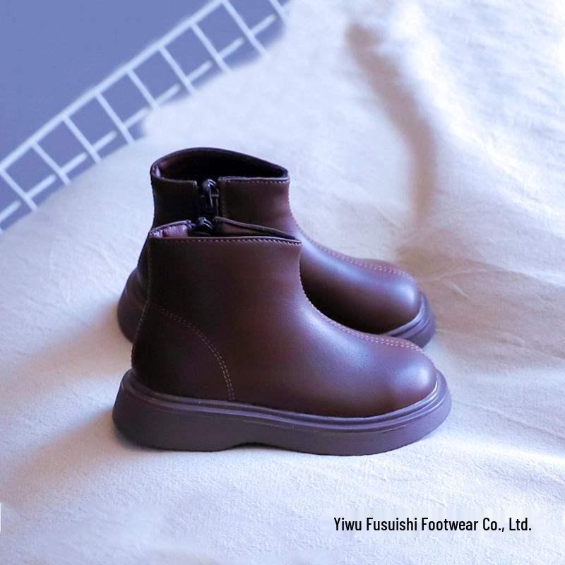 2025 Çocuk Martin Botları: Sonbahar/Kış Kız Çocuk Prenses Deri ve Erkek Çocuk Polar Pamuk Botları