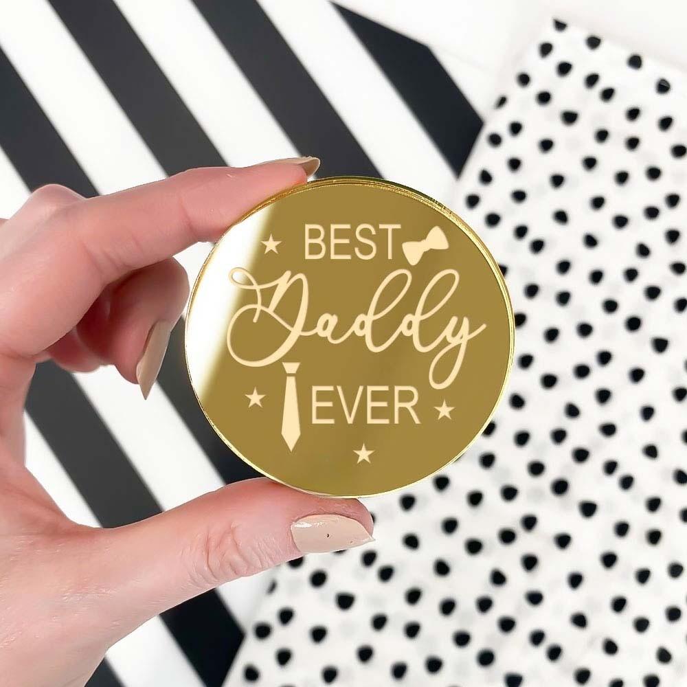 5Pcs Happy Father s Day Cupcake Topper Decoration Golden Heart Father s Day DIY Cake Topper Gift Tags Acrylic Cake Decoration