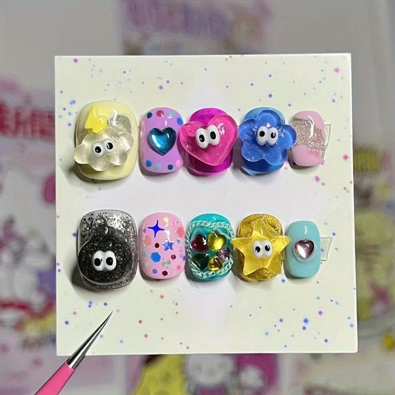 10 Pcs Cute Candy 3D Cloud Star Starfish Handmade Fake Nails