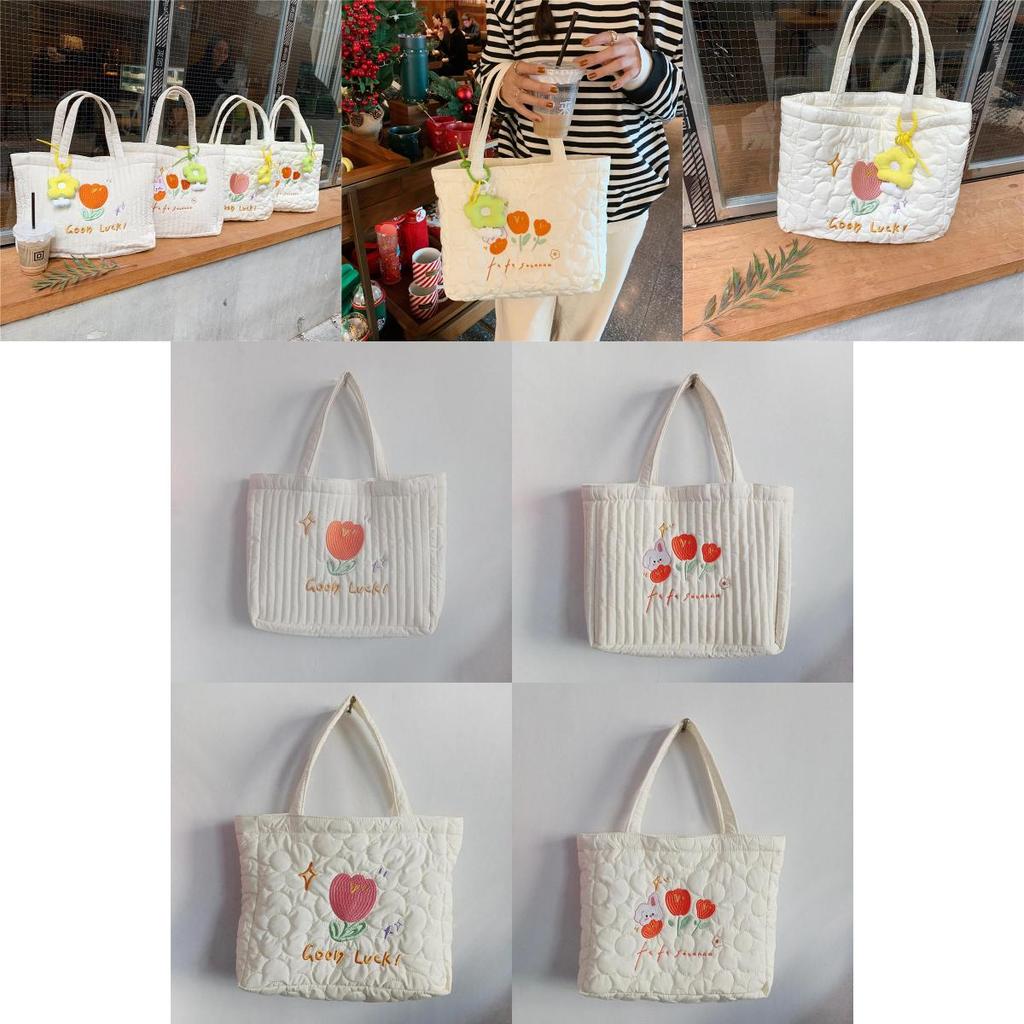Trendy Polyester Tote Bag With Cute Embroidery Ideal For Daily Use And School