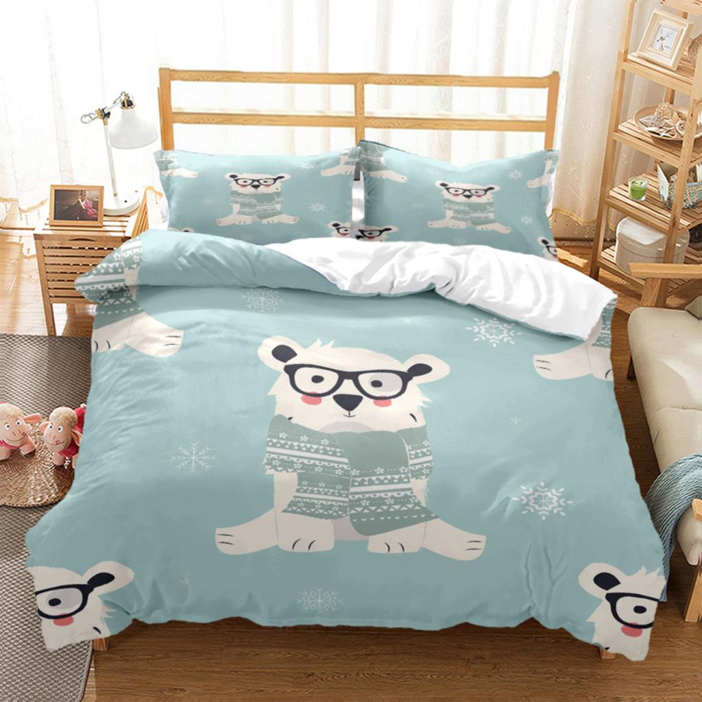 Cartoon Little Bear HD Print Bedding SetKing Size Bedding Setgirl's Bed Double Bed Duvet Covers Pillowcase Bedding Set