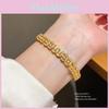 Copper Zircon Geometric Bracelet With Elegant Gold Finish For Women