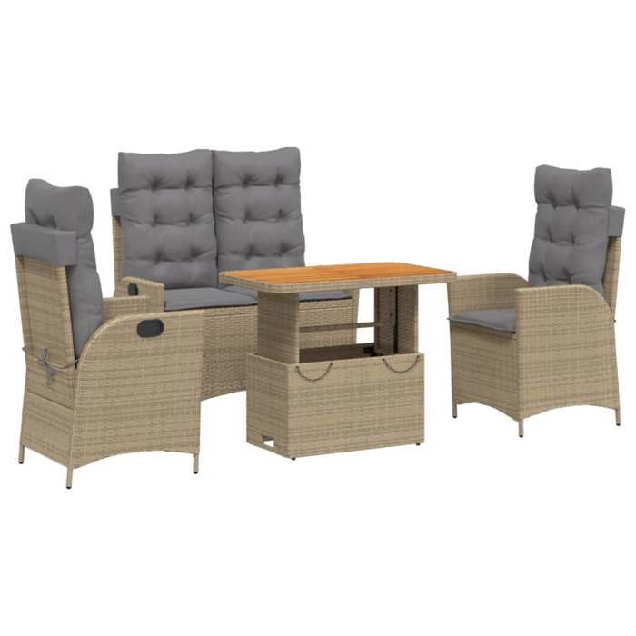 VidaXL Ensemble à Manger de Jardin avec Coussins 4 pcs, Table de Terrasse, Meubles de Patio, Mobilier d'Extérieur, Beige 3277491