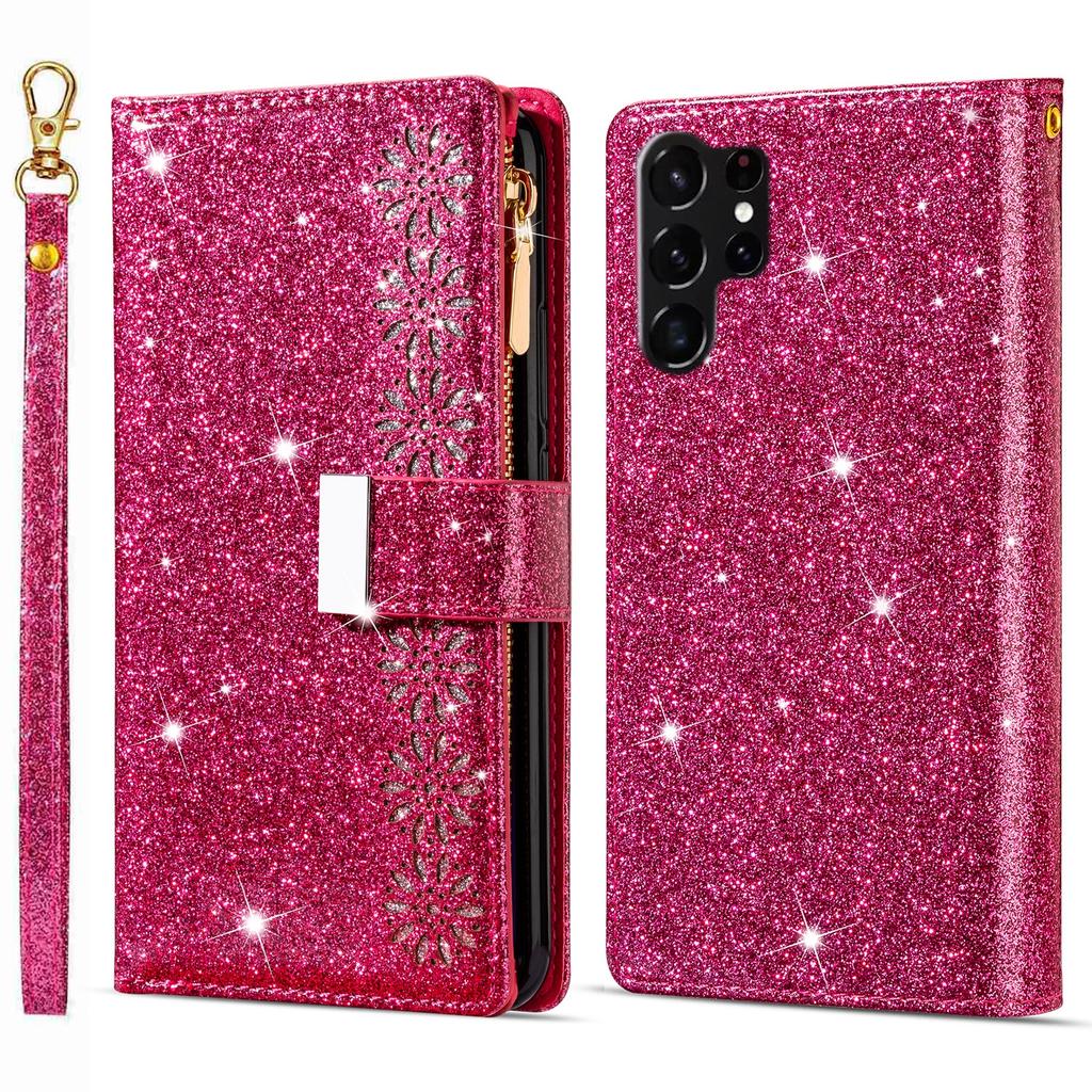 Etui do Samsung Galaxy S26 Ultra Gwieździste Niebo Rzeźbione Skórzany Portfel Pokrowiec na Telefon z Paskiem na Nadgarstek