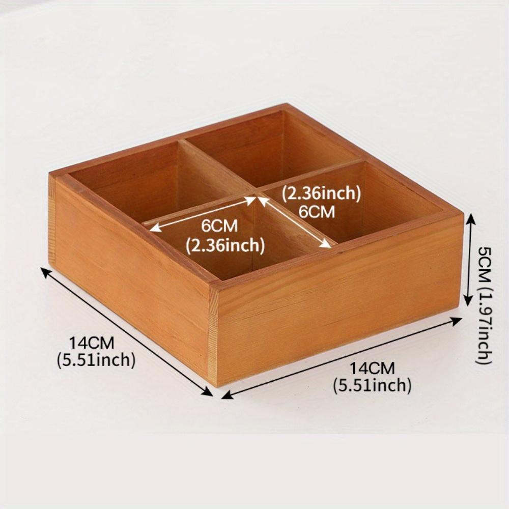 1PC Multifunctional Storage Box Dried Fruit Tray Compartment Planter Wood Veggie Tray 4 Compartment Wood Tray