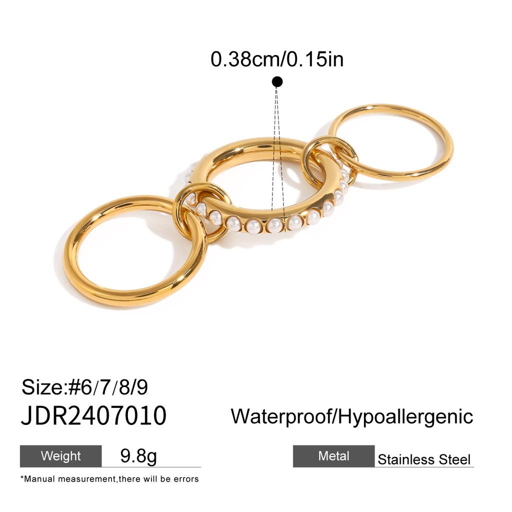 European and American titanium steel finger pearl bracelet ring titanium steel non-fading diamond-encrusted bracelet