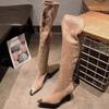 High Heels Luxury Long Women's Boots Sexy Heeled Suede Shoes  Winter Over The Knee Pumps Elegant Chelsea High Boots Mujer
