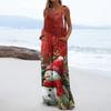 Women's Christmas Print Solid Wide Leg Strapless Tank Pocket Casual Onesie