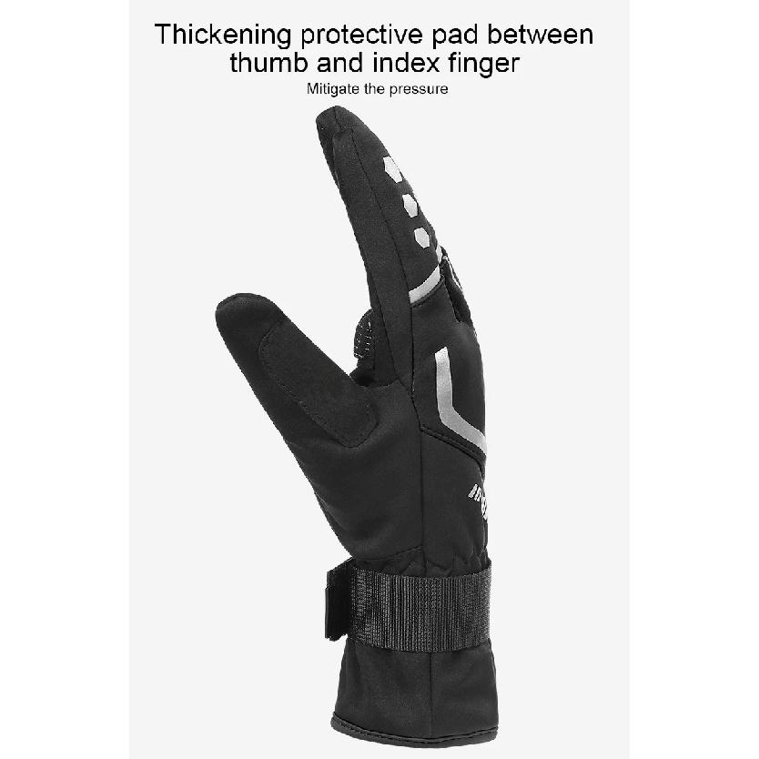 INBIKE Winter Cycling Gloves Full Finger Thermal Men's Bicycle Gloves Warm Cotton Waterproof Bike Gloves for Motorcycle Cycling