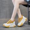 Mode 7CM Echtes Leder Plateau Keilabsatz Mode Damen Frühling Gut sitzend Herbst Klobige Sneakers Schuhe Atmungsaktiv Gemischte Farbe Winter