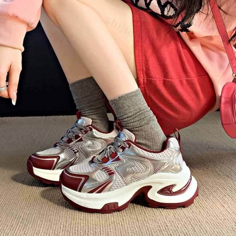 Platform Sneakers Autumn Women's Height Increasie Non Slip Vulcanized Shoes Comfortable Fashion Lace Up Comfortable Casual Shoes