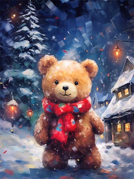 Diamond Painting Kit Bear Animal Home Decor Full Square Round Embroidery Mosaic Winter Christmas Handmade Gift