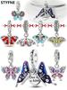 Charm Plata Copper Colors Colorful Butterflies Bead Charms Pendants For Genuine Bracelets For Women DoItYourself Jewellery Love Gifts