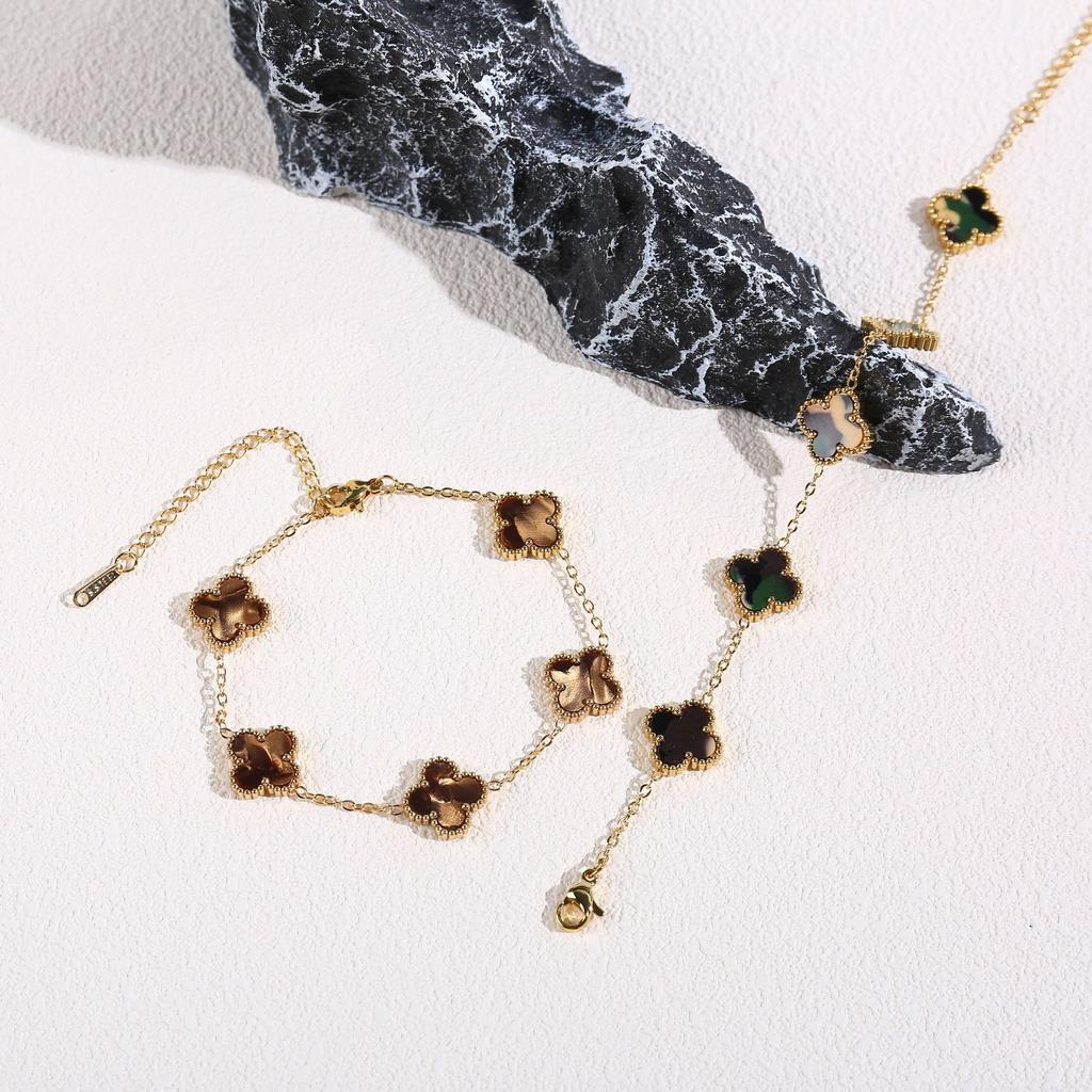 Farverigt skal fem-blomst firkløver armbånd, let luksus og high-end kvinders armbånd
