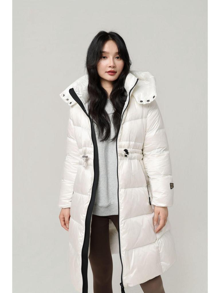 Schwarzgoldene Damen Slimming Lange Daunenjacke - Winter 2025, Kältebeständiger & Warmer Mantel.