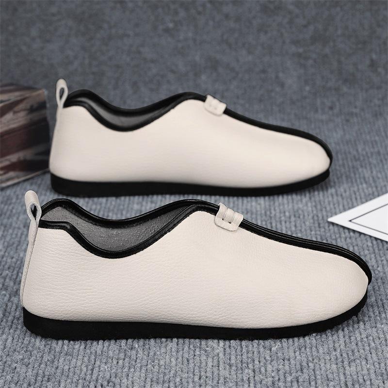 

Модные мужские кожаные лоферы весна-лето удобные слипоны для вождения легкие дышащие для работы повседневной носки балетки кроссовки 39 бежевый