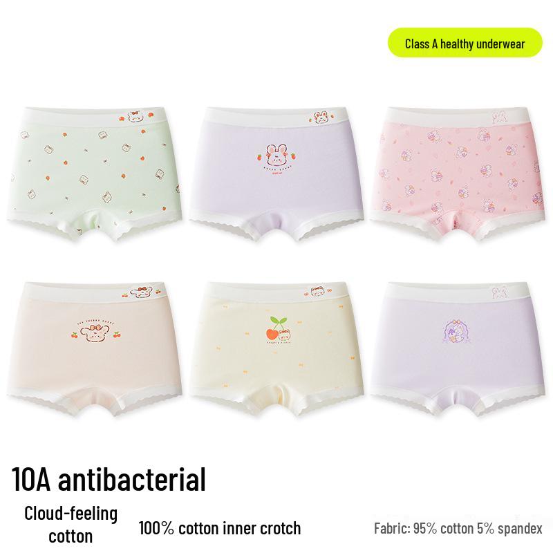 A-Grade Pure Cotton Girls' Boxer Briefs - No Wedgies, All-Cotton Crotch, Perfect for Small & Medium Kids