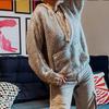 Fashion Silver Knitted Top Hot Stamping Design Women's Hooded Drawstring Sweater Loose Knitted Hoodie Long Sleeved Sweatshirt Spring and Autumn