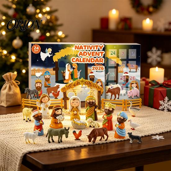 Nativity Advent Calendar 2026, Christmas Countdown Box for Kids, 24 Day Decorations Kids Religious Scene Figurines Boys Girls, Collectible Holiday Toy
