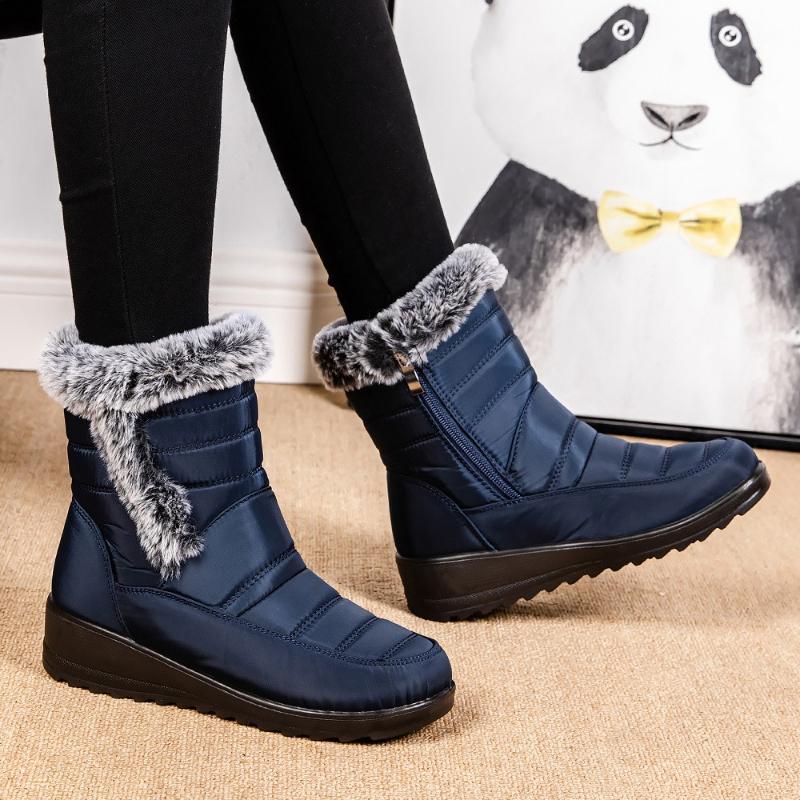 Women's Boots Snow Flat Women Booties Waterproof Shoes Women Side Zipper Ankle Boots Platform Winter Shoes Boots Botas Mujer