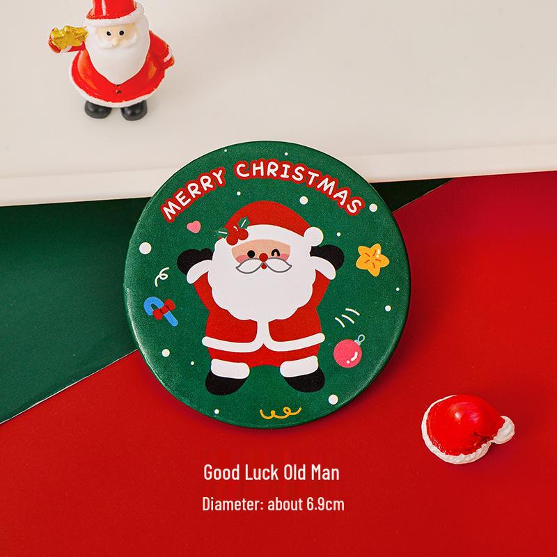 Portable Cartoon Christmas Mirror - Compact Cute Makeup Gift for Students