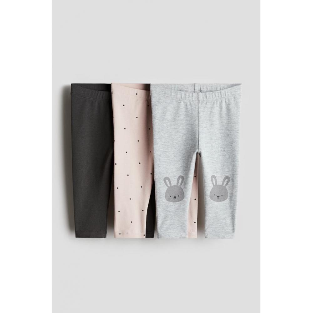 

Комплект из 3 хлопковых леггинсов HM темно-серый кролик