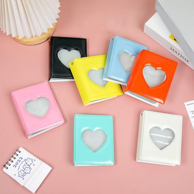 Kpop-Kartenbinder, 7,6 cm, Fotoalbum, hohles Liebesherz-Modell, Fotokartenhalter, kariertes Album, Instax-Mini-Album für Karten, Sammelbuch