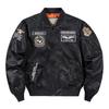 Autumn Men MA-1 Flight Bomber Jacket Badge Embroidery Patches Rib Knit Collar Zip Up Windproof Army Pilot Military Streetwear Casual Outerwear Coat
