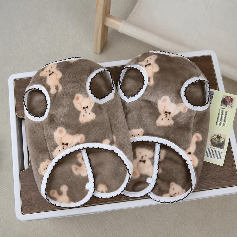 Pet Dog Fleece Vest With Cute Bear Print, Polyester Cotton Winter Sleeveless Coat For Small Dogs, Dark Coffee XS Puppy Daily Wear Outfit