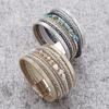 Natural Stone Leather Bracelet for Women Charm Retro Multilayer Crystal Snake Skin Wide Bracelets & Bangles Jewelry Gifts