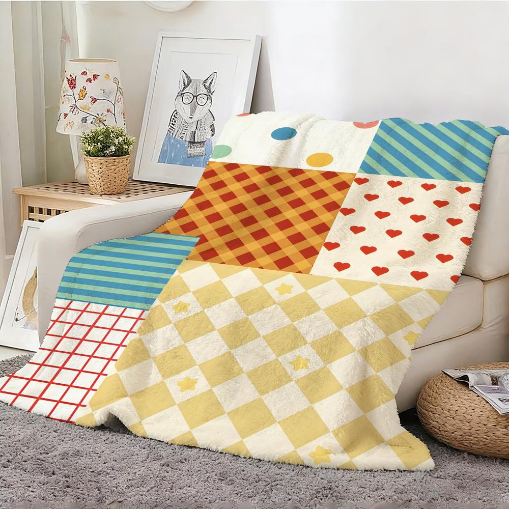 Aesthetic Colorful Fun Collages Throw Lightweight 240G Flannel Blanket Soft Skin-Friendly For Summer Cooling