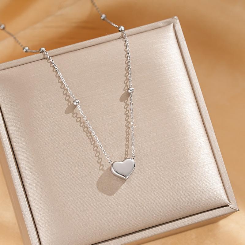 Doudou Heart Titanium Steel Necklace for Women Fashion Simple Choker Light Luxury Hypoallergenic Versatile Jewelry