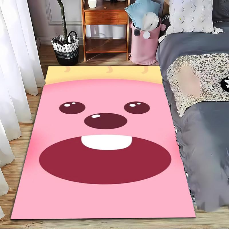 Pink Cartoon Face Carpet, Cute Animal Expression, Bedroom Decor Suitable for Use As an Anti-slip for Living Room Bedroom Sofas