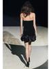 Winter Velvet Strapless Short Dress with Puffy Skirt