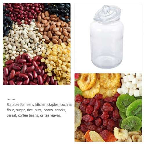 LEDMOMO 3L Glass Canister with Mason Jar Lid Kitchen Canister Food Storage Container Cylinder Bottle for Canned Grain Sugar Tea Coffee Transparent