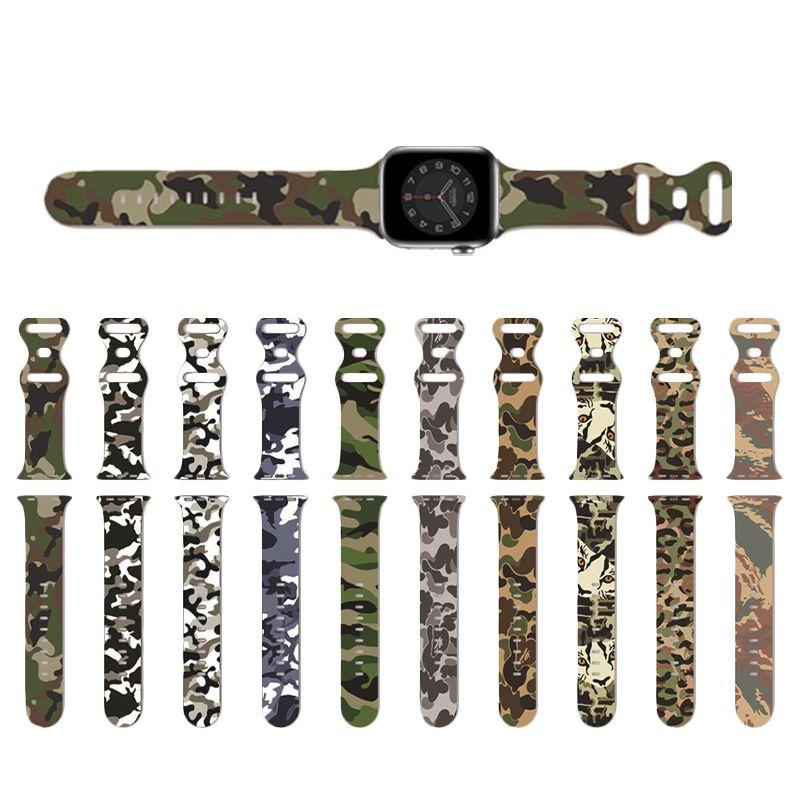 Camouflage Camo Armband für Apple Iwatch 7 6 Se 5 4 3 2 1 Band Stoßfest und Leicht