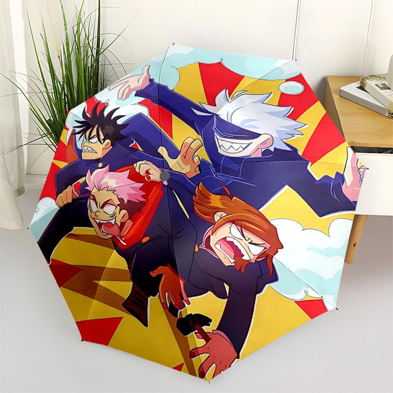 

1pc Outdoor Umbrella with Anime Characters - Automatic Opening/Closing, Portable 3-Fold Design, 8-Rib Iron Frame - Perfect Gift for Fans, Travele
