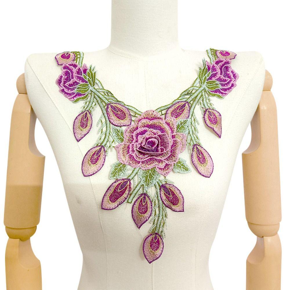 Detachable Embroidery Flower Applique 24cm X 34cm Floral Patches  Crafts Clothing Accessories