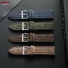 18/20/22mm Quick Release Strap Genuine Leather Nylon Watch Band Vintage Tweed Weave Bracelet for Men Women Universal Wristband