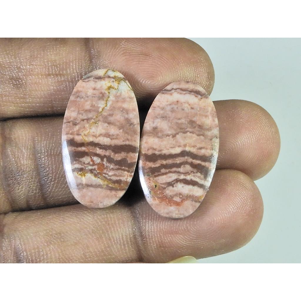 15X27X04 MM Natural Zebra Jasper Matched Pair Oval Cabochon Loose Gemstone B-265