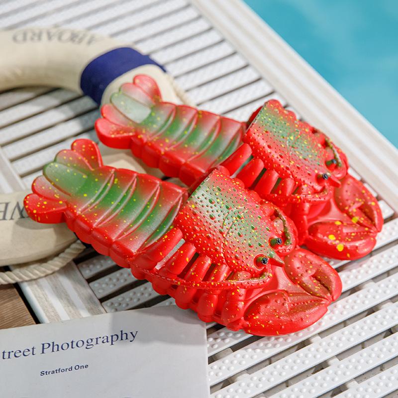 New Novelty Slippers Lobster Men's Summer Painted Slide Shoes Unisex Beach Slippers Large Size Sandals Funny Crawfish Flip Flop