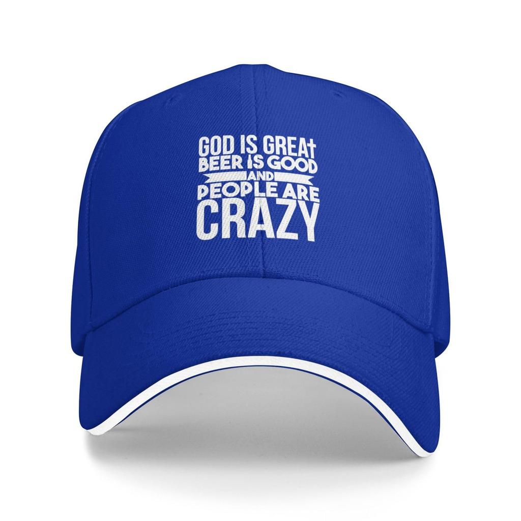 God Is Great Beer Is Good People Are Crazy Sandwich Cap Unisex Adult Baseball Cap Lightweight Hat