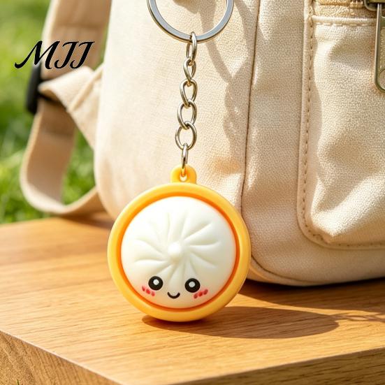 Bag Accessory Keyring 3Pcs Mini Dumpling Keychain Pendant, Soft Food Charm Cartoon Pastel Color Snack Accessories for Bags Car Keys School Gym