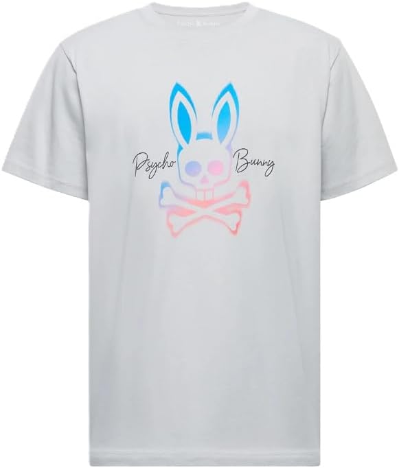 T-shirt Grafica Psycho Bunny Autentica Loa Micro Chip) T-Shirt 100% Cotone Prima B6U329E200 Grigio Chiaro