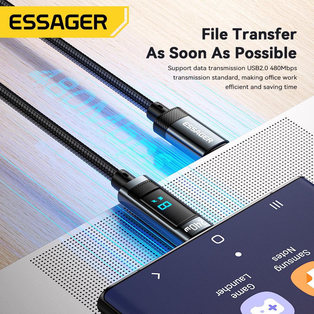 Essager 240W USB Type C To USB C Cable 100W PD 3.1 Fast Charging Charger Wire For Macbook Pro Samsung Laptop USBC Cord 2M